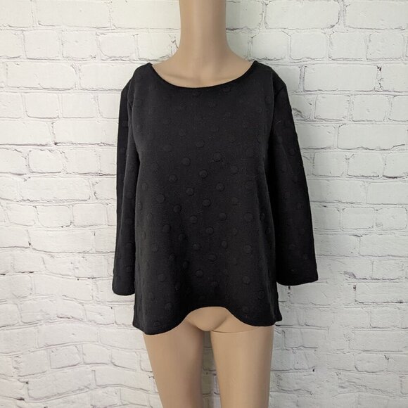 W5 Black Textured Polka Dot Top sz M - Picture 1 of 5